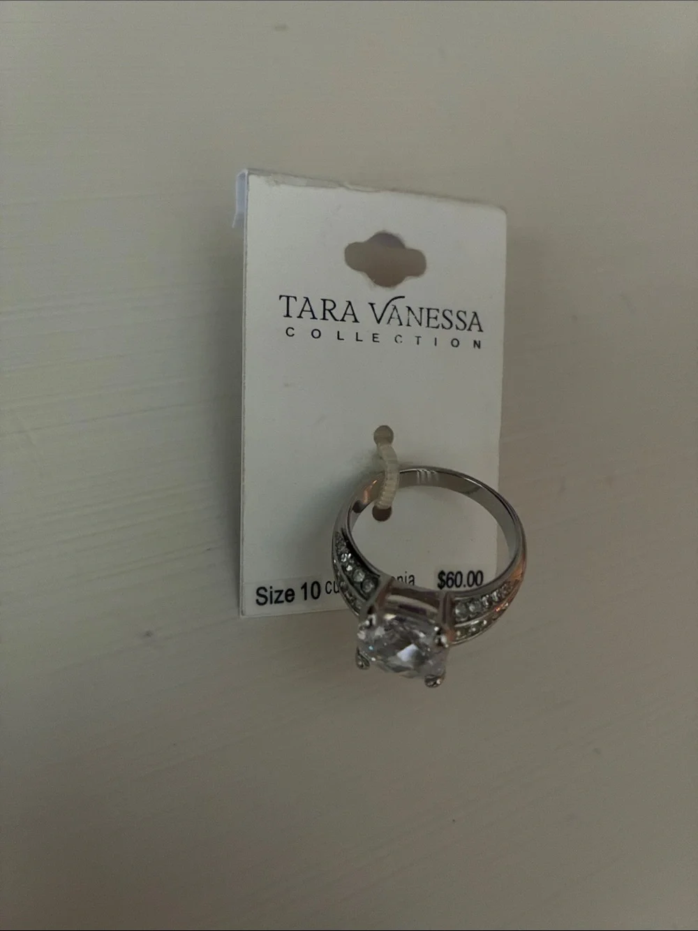 Tara Vanessa Silver-Tone Clear Crystal Ring